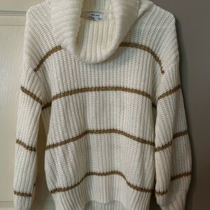 Nine West chunky neck sweater with gold stripes